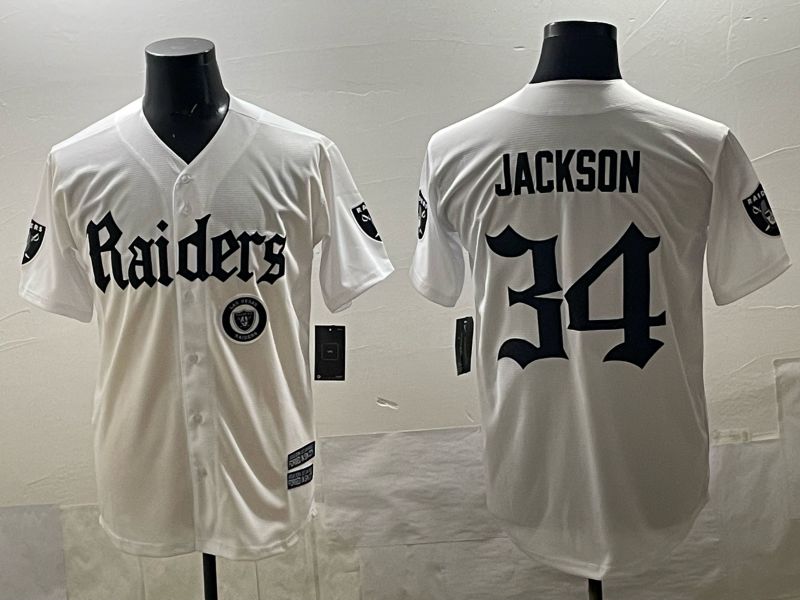Men 2025 Oakland Raiders #34 Jackson white 6th generation Joint Name Nike Limited NFL Jersey style 011->oakland raiders->NFL Jersey